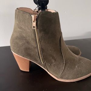 Womens Suede Green Booties size 10